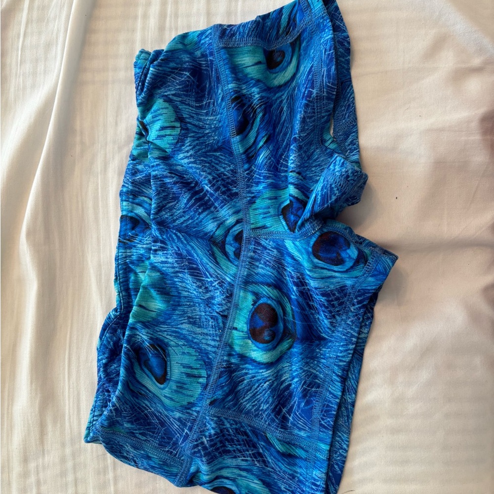 Fleo Athletic Shorts in Bright Blue Peacock Print